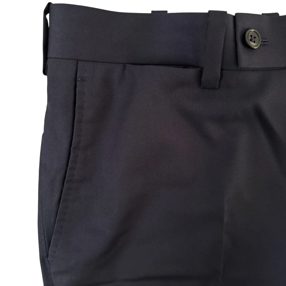Mark Pomerantz 33x28.5 Navy Blue Wool‎ Flat Front Tailored Men's Dress Pants